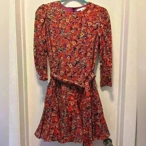 Olivaceous Floral Prairie LS Midi Fit & Flare Dress.